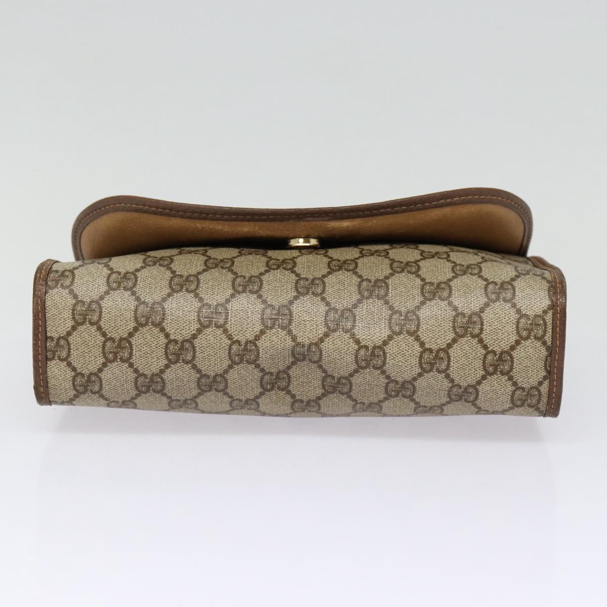 GUCCI GG Supreme Web Sherry Line Clutch Bag PVC Beige Gold 156 01 030 Auth kk288