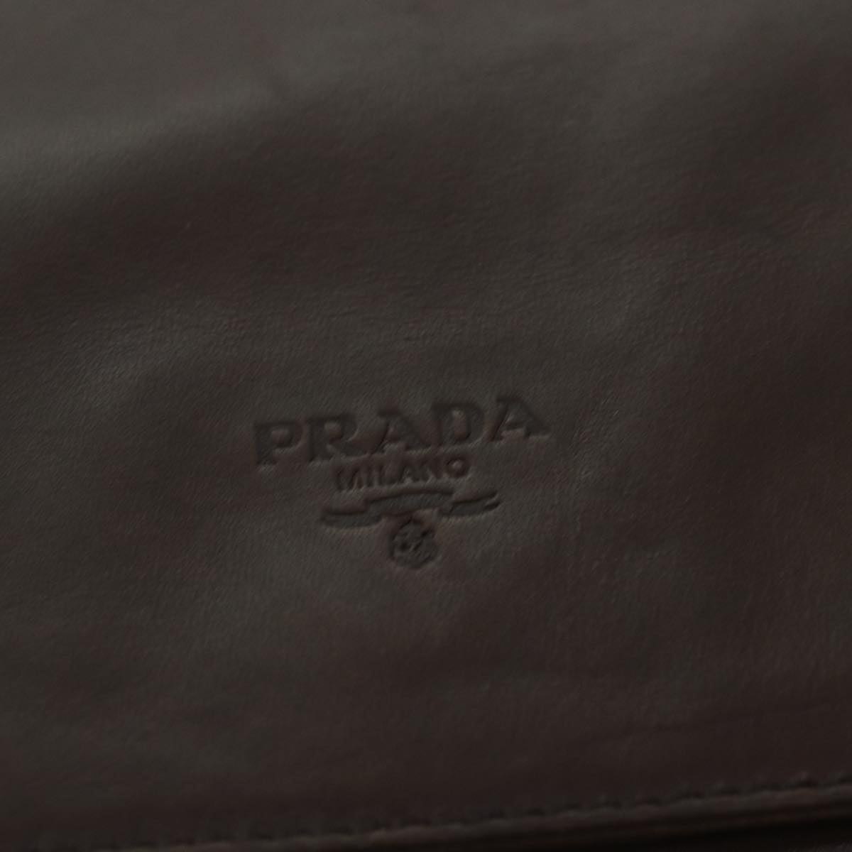 PRADA Chain Shoulder Bag Leather Brown Silver Auth kk295