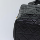 CHANEL Matelasse COCO Mark Hand Bag Lamb Skin Black Gold CC Auth kk300-10