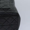 CHANEL Matelasse COCO Mark Hand Bag Lamb Skin Black Gold CC Auth kk300-11