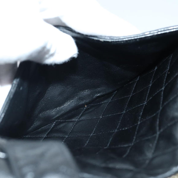 CHANEL Matelasse COCO Mark Hand Bag Lamb Skin Black Gold CC Auth kk300