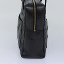 CHANEL Matelasse COCO Mark Hand Bag Lamb Skin Black Gold CC Auth kk300-5