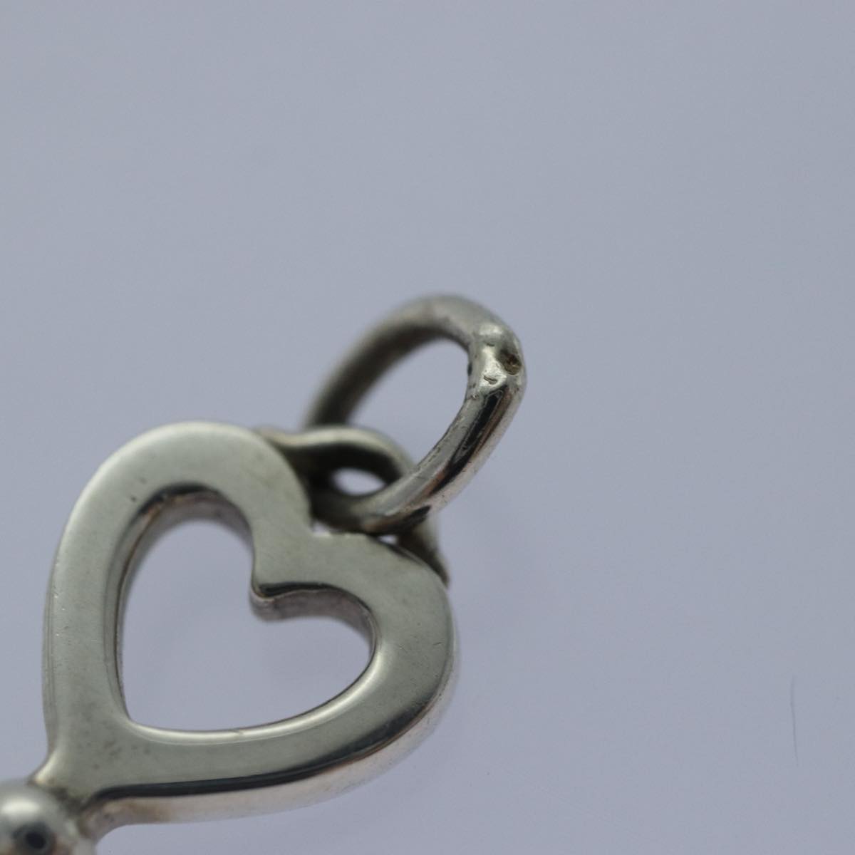 TIFFANY&Co. Heart key Necklace Charm Ag925 Silver Auth kk313