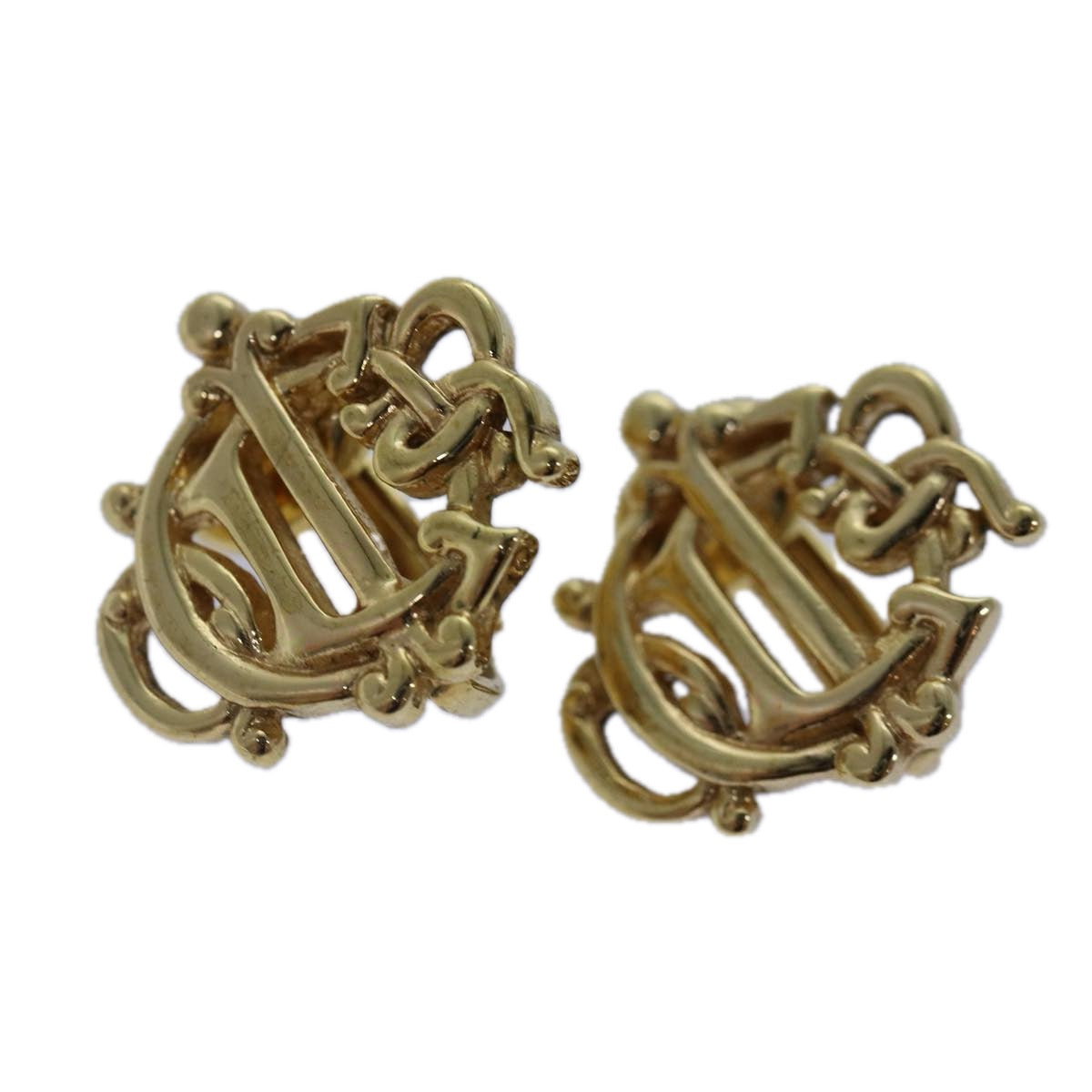 Christian Dior Pierce Earring metal Gold Auth kk326