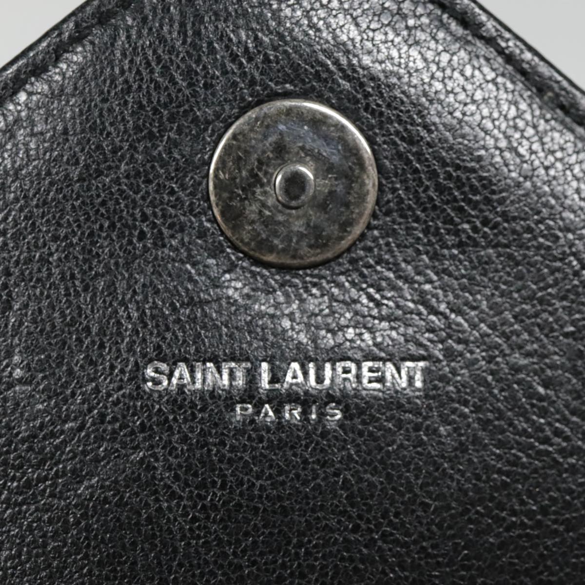 SAINT LAURENT Baby Chai Chain Shoulder Bag Leather Black Auth kk333A