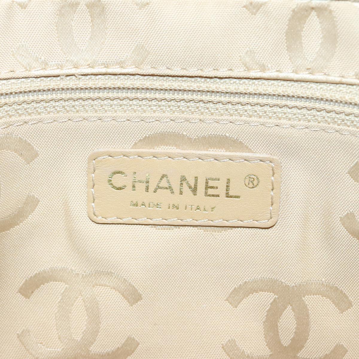 CHANEL Matelasse Wild Stitch Hand Bag Leather Beige Gold CC Auth kk334