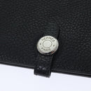 HERMES Dogon GM Long Wallet Leather Black Silver Auth kk338-12