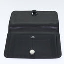 HERMES Dogon GM Long Wallet Leather Black Silver Auth kk338-14