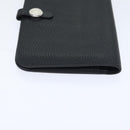 HERMES Dogon GM Long Wallet Leather Black Silver Auth kk338-4