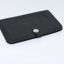 HERMES Dogon GM Long Wallet Leather Black Silver Auth kk338-6