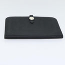 HERMES Dogon GM Long Wallet Leather Black Silver Auth kk338-7
