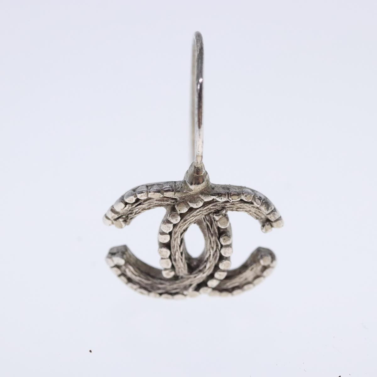 CHANEL Pierce metal Silver CC Auth kk360