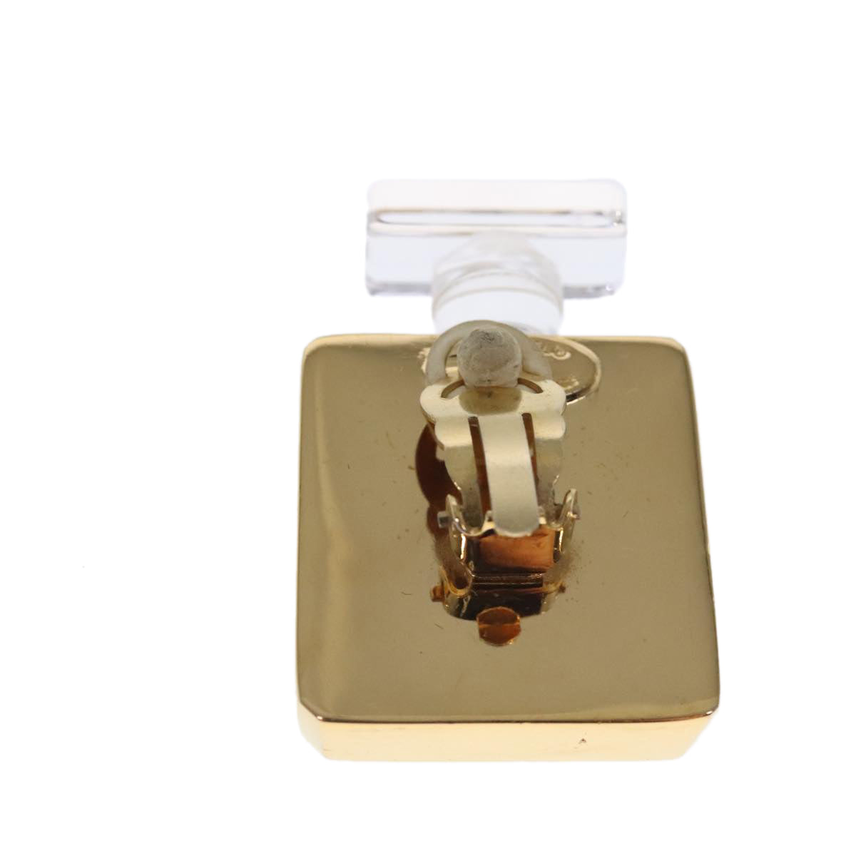 CHANEL Perfume Bottle Earring metal Gold CC Auth kk361