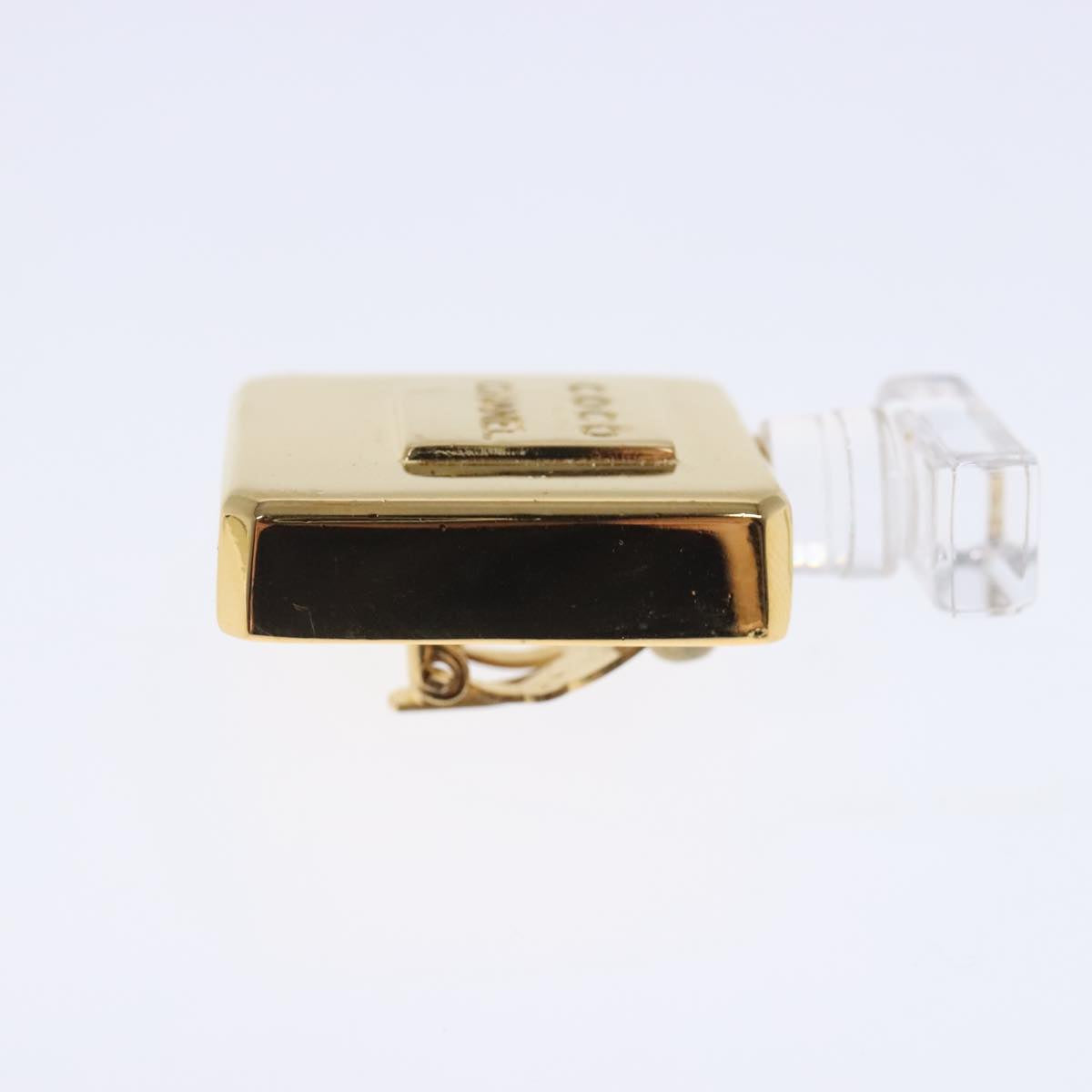 CHANEL Perfume Bottle Earring metal Gold CC Auth kk361