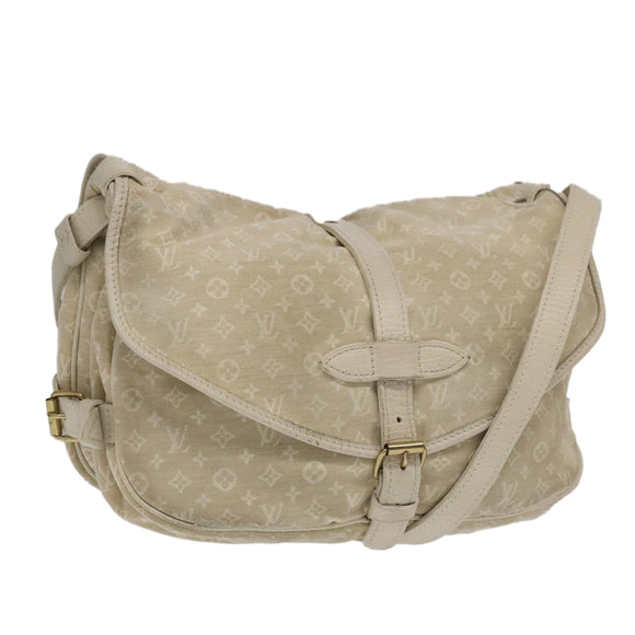 LOUIS VUITTON Monogram Mini Lin Saumur PM Schoudertas Ivoor M95314 Auth kk368V