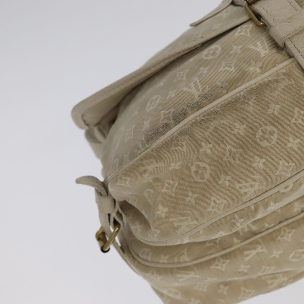 LOUIS VUITTON Monogram Mini Lin Saumur PM Shoulder Bag Ivory M95314 Auth kk368