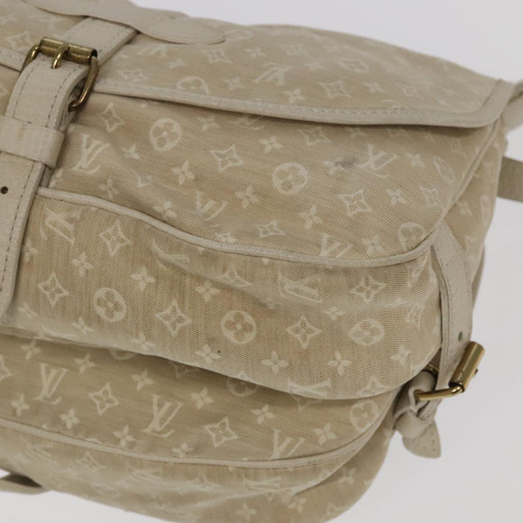 LOUIS VUITTON Monogram Mini Lin Saumur PM Schoudertas Ivoor M95314 Auth kk368V