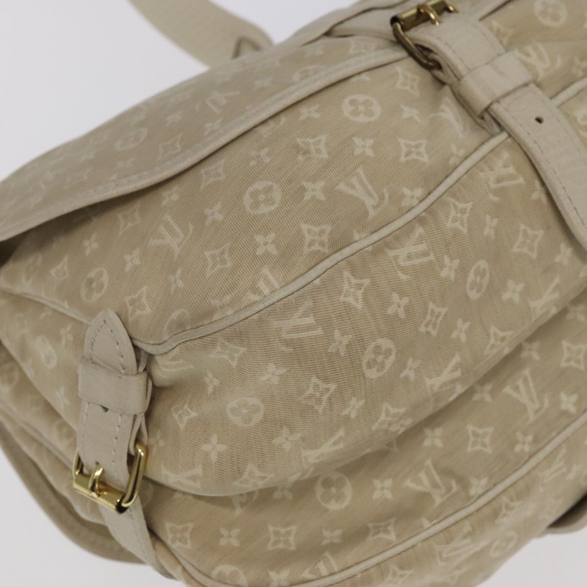 LOUIS VUITTON Monogram Mini Lin Saumur PM Shoulder Bag Ivory M95314 Auth kk368