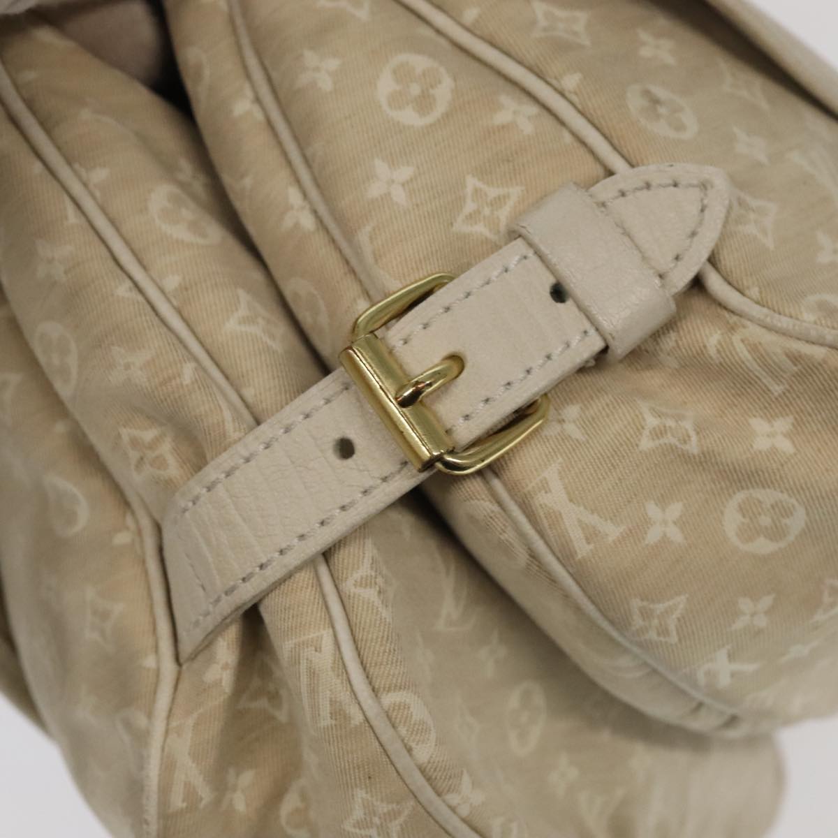 LOUIS VUITTON Monogram Mini Lin Saumur PM Shoulder Bag Ivory M95314 Auth kk368