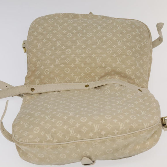 LOUIS VUITTON Monogram Mini Lin Saumur PM Shoulder Bag Ivory M95314 Auth kk368V