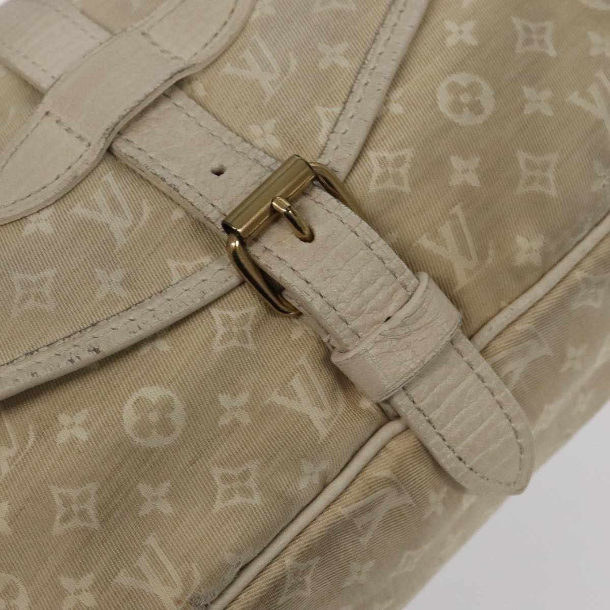 LOUIS VUITTON Monogram Mini Lin Saumur PM Shoulder Bag Ivory M95314 Auth kk368