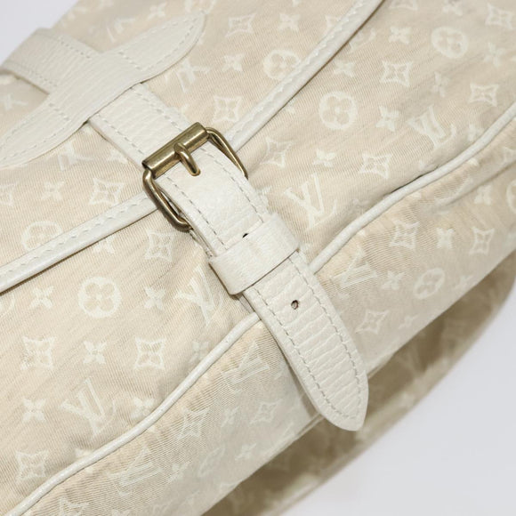 LOUIS VUITTON Monogram Mini Lin Saumur PM Shoulder Bag Ivory M95314 Auth kk368V