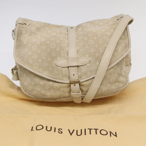 LOUIS VUITTON Monogram Mini Lin Saumur PM Shoulder Bag Ivory M95314 Auth kk368V