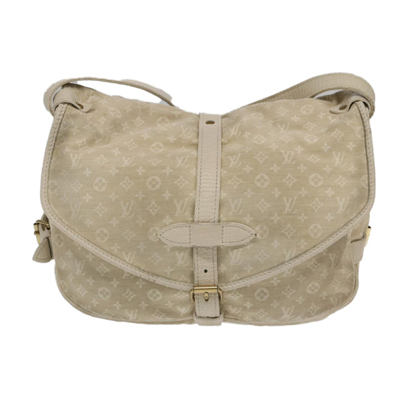 LOUIS VUITTON Monogram Mini Lin Saumur PM Shoulder Bag Ivory M95314 Auth kk368V