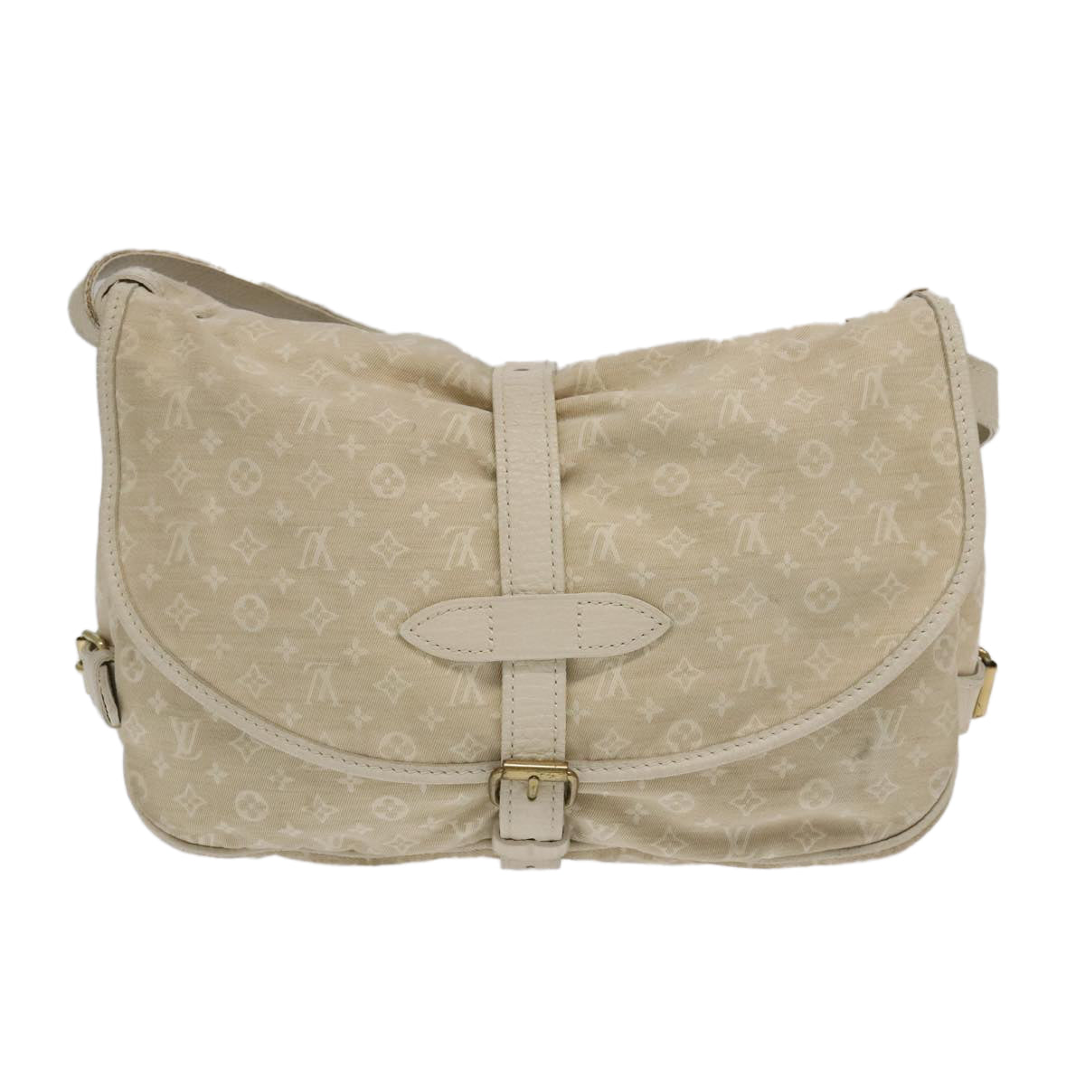 LOUIS VUITTON Monogram Mini Lin Saumur PM Shoulder Bag Ivory M95314 Auth kk368 - 0