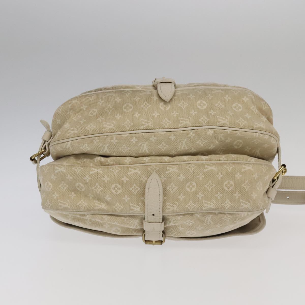 LOUIS VUITTON Monogram Mini Lin Saumur PM Shoulder Bag Ivory M95314 Auth kk368