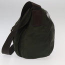 PRADA Shoulder Bag Nylon Khaki Brown Silver Auth kk369-3