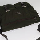 PRADA Shoulder Bag Nylon Khaki Brown Silver Auth kk369-6