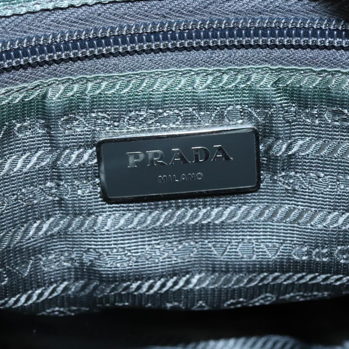 PRADA Shoulder Bag Nylon Khaki Silver Auth kk379