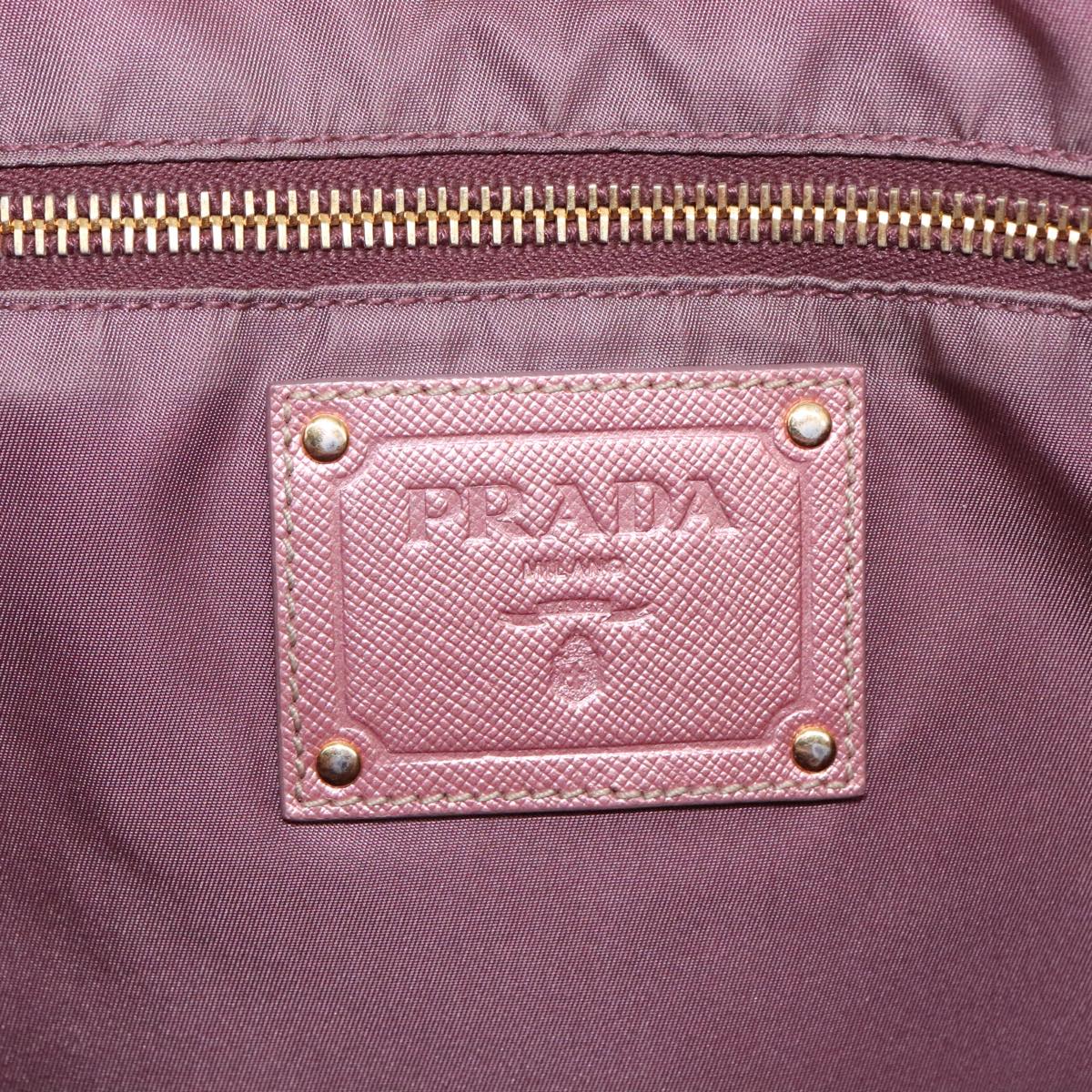 PRADA Tote Bag Nylon Pink Gold Auth kk387