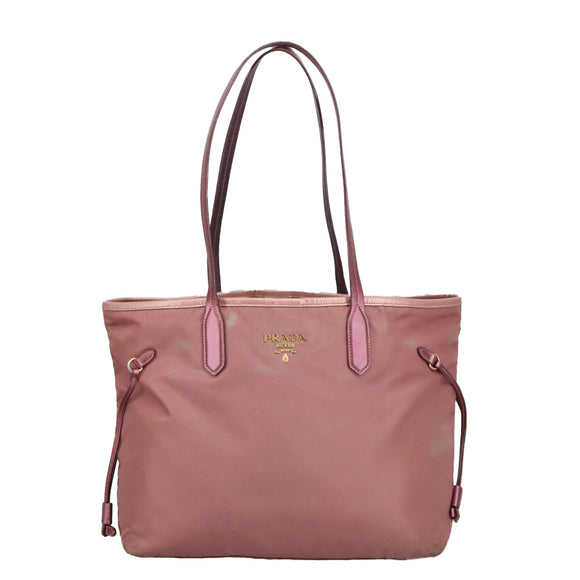 PRADA Tote Bag Nylon Pink Gold Auth kk387