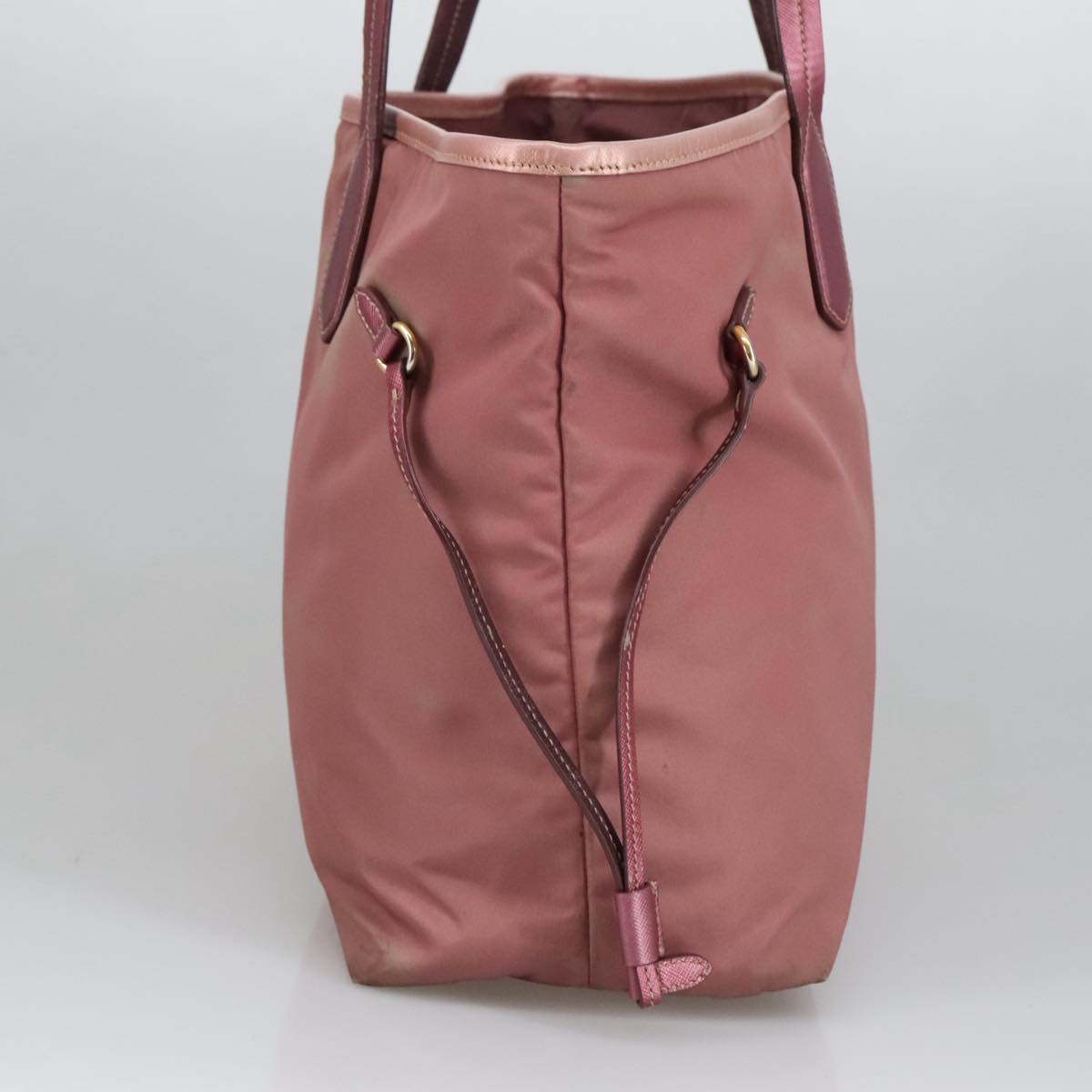 PRADA Tote Bag Nylon Pink Gold Auth kk387