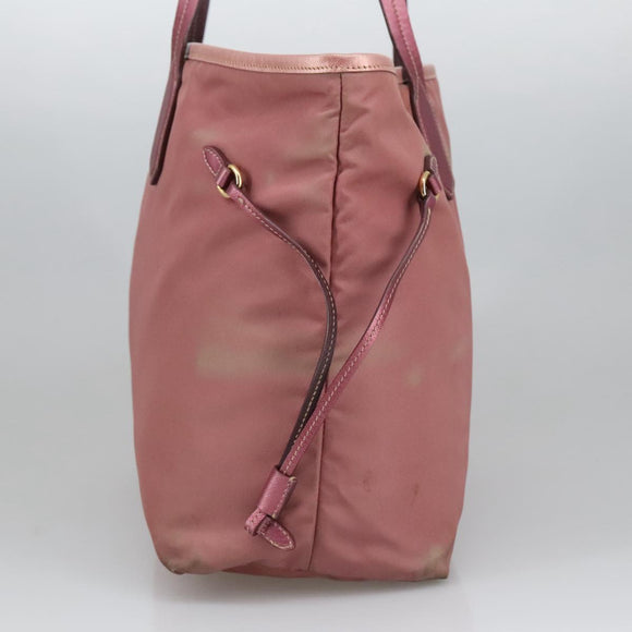 PRADA Tote Bag Nylon Pink Gold Auth kk387