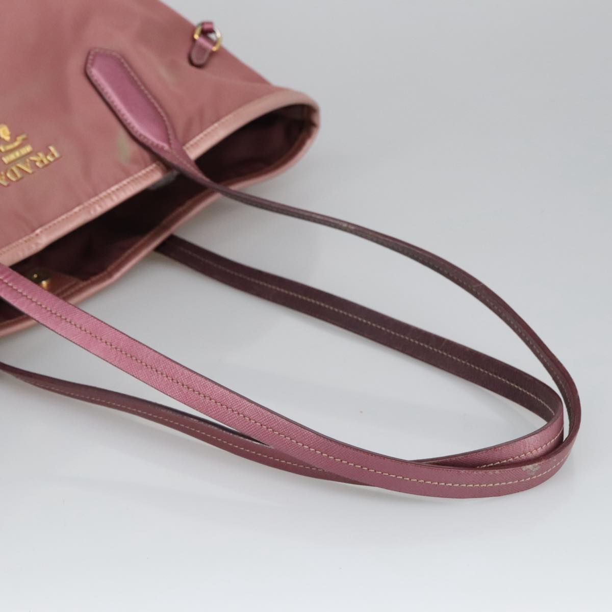 PRADA Tote Bag Nylon Pink Gold Auth kk387