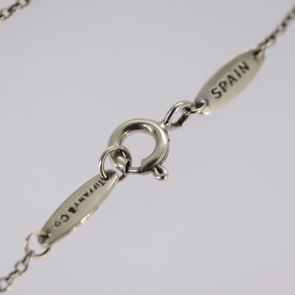 TIFFANY&Co. Open Heart Necklace Ag925 Silver Auth kk393