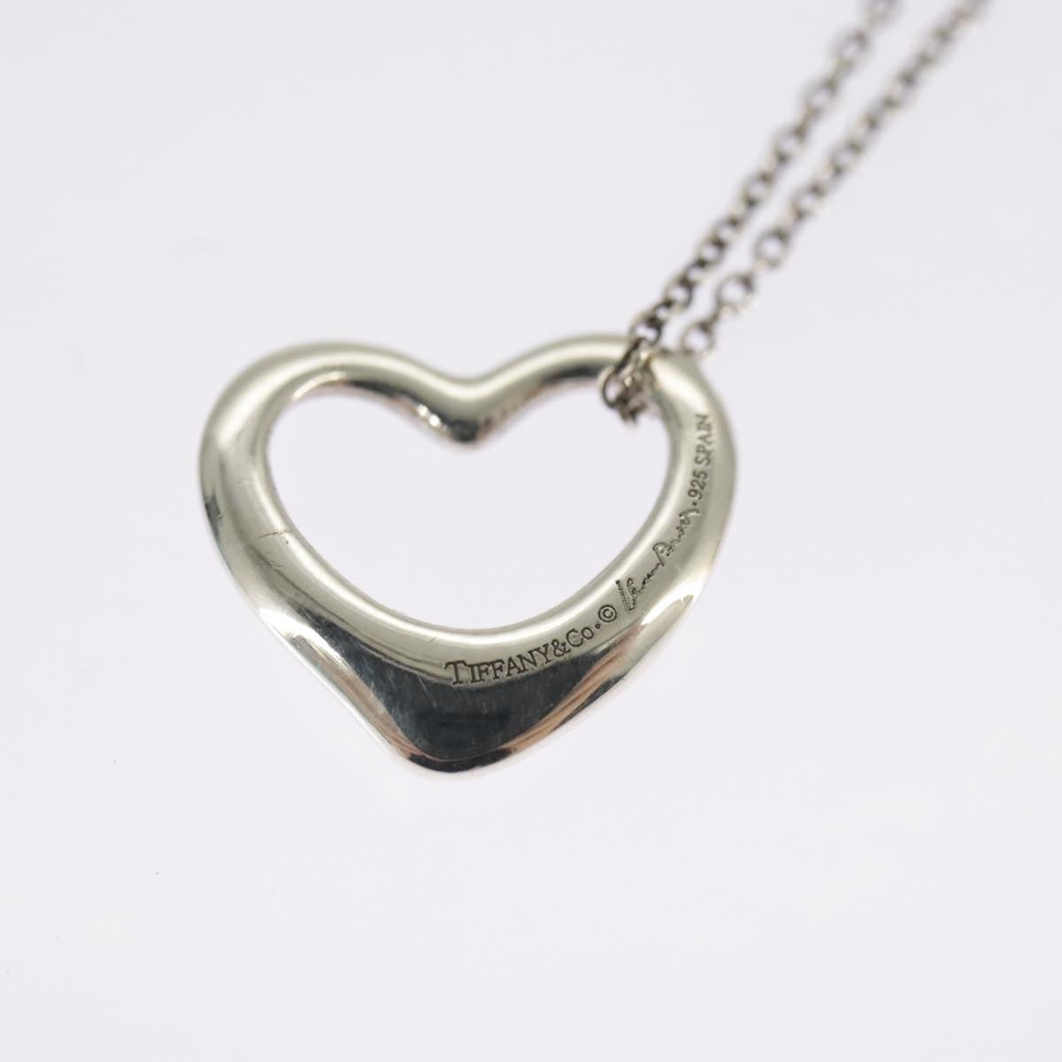 TIFFANY&Co. Open Heart Necklace Ag925 Silver Auth kk393 - 0