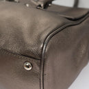 Salvatore Ferragamo Gancini Hand Bag Leather Silver Auth kk412-9