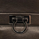 Salvatore Ferragamo Gancini Hand Bag Leather Silver Auth kk412-17