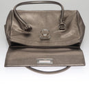 Salvatore Ferragamo Gancini Hand Bag Leather Silver Auth kk412-10