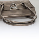 Salvatore Ferragamo Gancini Hand Bag Leather Silver Auth kk412-7