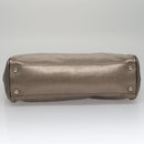 Salvatore Ferragamo Gancini Hand Bag Leather Silver Auth kk412-5