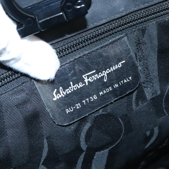 Salvatore Ferragamo Gancini Tote Bag PVC Canvas Black Auth kk413