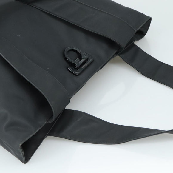 Salvatore Ferragamo Gancini Tote Bag PVC Canvas Black Auth kk413