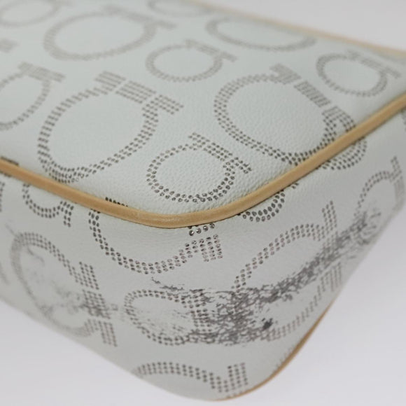 Salvatore Ferragamo Accessory Pouch PVC Leather Gray Auth kk414