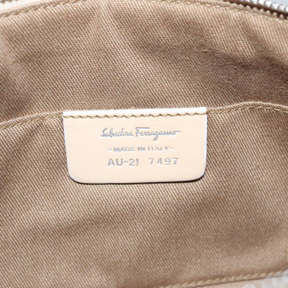 Salvatore Ferragamo Accessory Pouch PVC Leather Gray Auth kk414