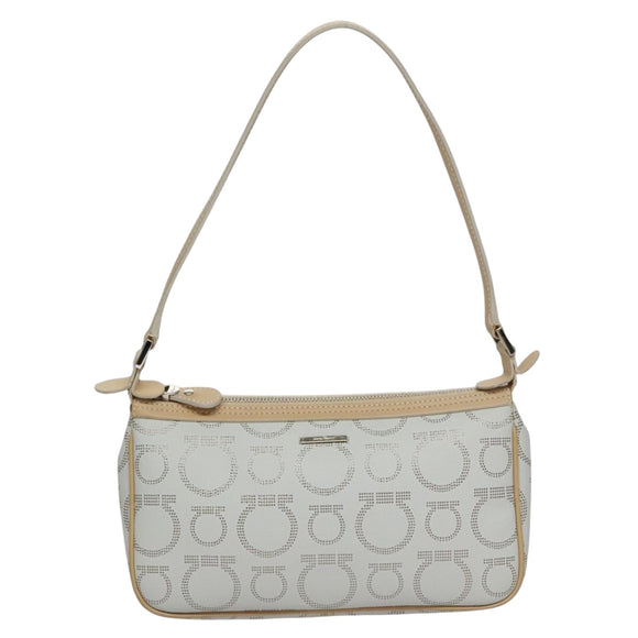 Salvatore Ferragamo Accessory Pouch PVC Leather Gray Auth kk414